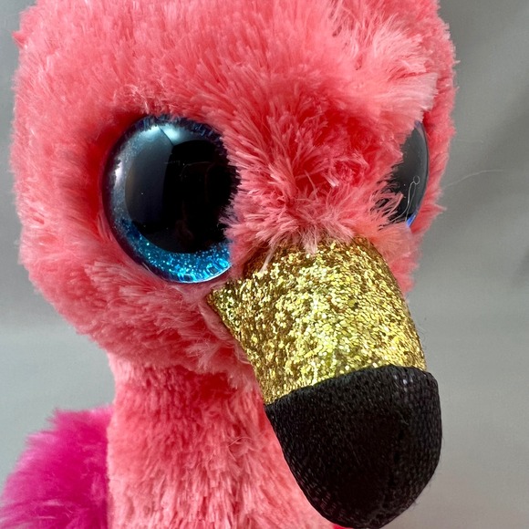 Ty Beanie Boos Gilda Flamingo Small Pink Excellent Glitter Eyes Sparkle Beak - Picture 5 of 14